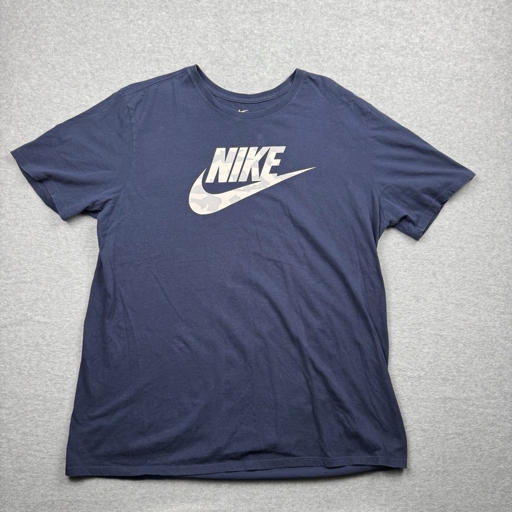 Nike Shirt Mens XL Blue Athletic Cut The Nike Tee Big Logo Graphic Short Sleeve